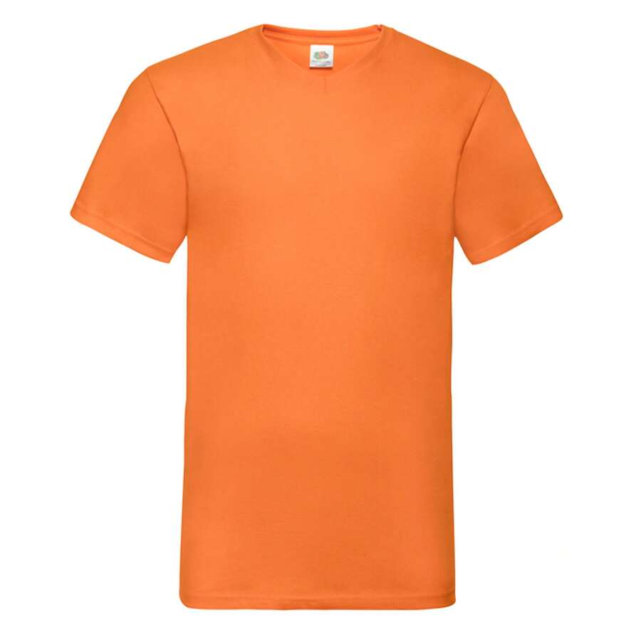 Fruit of the Loom Mens Valueweight V Neck TShirt (Orange) - 橘色 - 查看 1