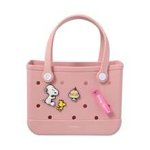 Miniso Snoopy Series Multifunctional Hole Punch Tote Bag, Adorable Cartoon Decoration, Multiple Color Options,Great Gift (1 PC) - Pink - View 4