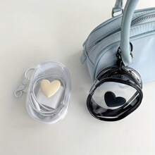 Transparent PVC Waterproof Heart-Shaped Cable And Earphone Storage Bag - Electronic Accessories Organizer Bag With Key Ring For Summer Holiday Travel, Outdoor Activities Cable Organizer, Travel Essentials