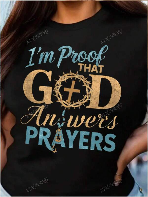 Jezus Christus Geloof Grafische Print Zomer Casual Dames T-shirt