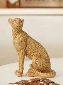 1 Piece Of Leopard Squatting Desktop Decorative Ornaments, Resin Material Retro Style Handicrafts Decoration Suitable For Study, Entrance, Office, Hotel Decoration