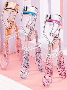 4 piezas de rizador de pestañas portátil, rizador de pestañas curvo de acero inoxidable con mango de glitter multicolor, para rizar y dar forma, levantar pestañas, rizador de pestañas natural de larga duración adecuado para todos los tipos de ojos, muy adecuado para las pestañas y cejas de las mujeres.