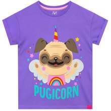 Harry Bear Animal Pyjamas | Girls Flamingo Sloth Panda Pug Pyjamas | Girls Shorts PJs - Purple - View 2