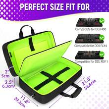 DJ Controller Case For DDJ-FLX4/ DJ 400/ DDJ-REV1, Padded DJ Controller Bag With 5 Pockets For Laptop, Cables, DJ Carrying Case With Adjustable Shoulder Strap, 21.5"X11.8"X2.5", All Black - 黑色 - 查看 2