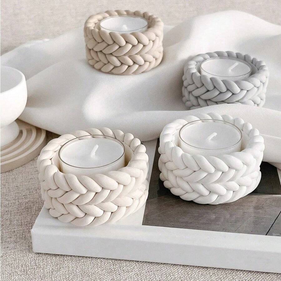 Macrame Candle Holder Mold, Cement Wax Burner Candle Cup Mold, Home Decor Bedroom Fragrance Stone Container, Atmosphere Lasting Scented Gift Mold