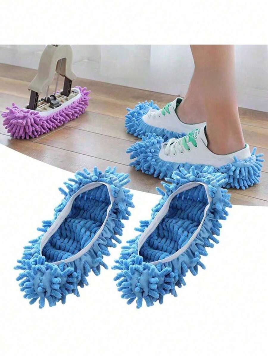 1/3 cặp Vỏ giày lau sàn có thể tháo rời tái sử dụng, Dép lau sàn có thể giặt được, Dép đi trong nhà tắm - Nhiều màu - Xem 1