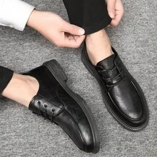 2025 New Arrival Black Leather Breathable Men's Business Dress Shoes, Casual Oxford Shoes With Soft Sole, British Style - Black - View 10