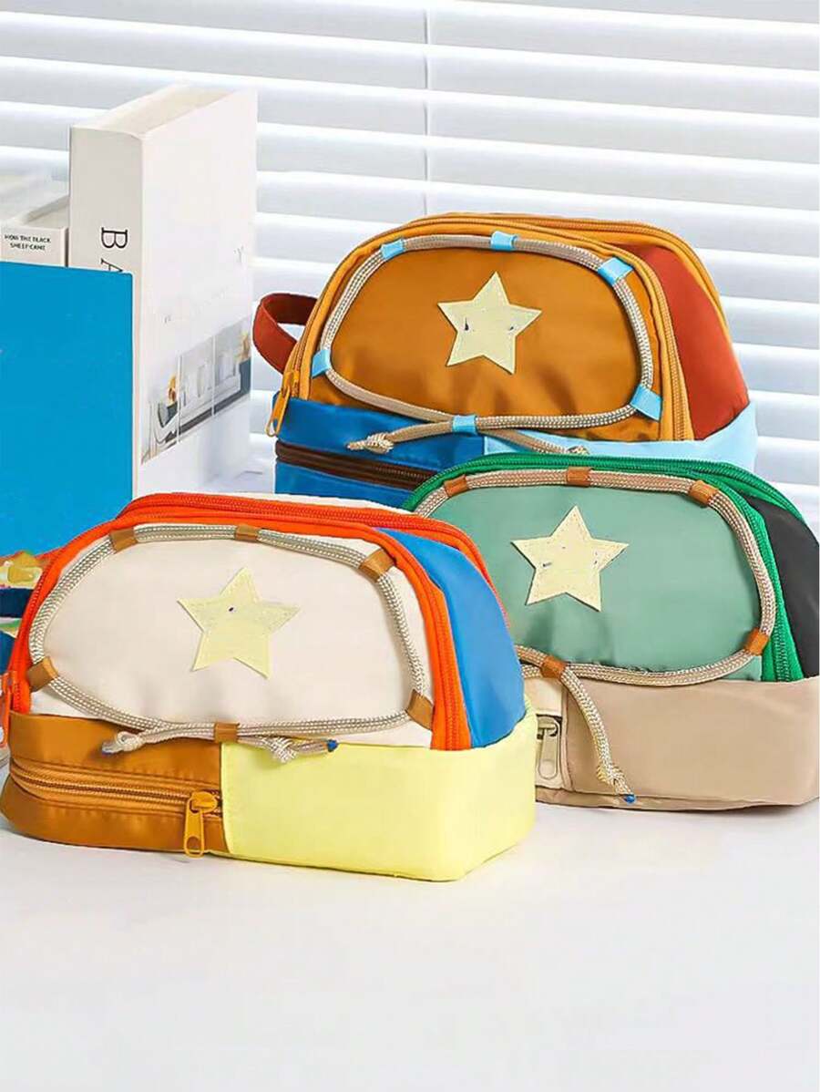 1pc Extra Large Capacity Storage Bag, Tent Shaped Multi-Functional Collapsible Tote Bag With Handles, Convenient To Carry, 3-Layer Storage For Cosmetics, Sundries, Keys & Coins, Suitable For Travel, Office, School, Unisex, Great Gift For Family And Friends, Mothers Day