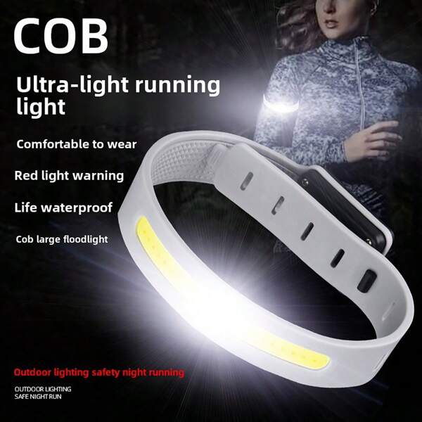 Ultralight Cob Running Light Type-Rechargeable Bracelet Three-Gear Adjustment Waterproof And Sweatproof Running Light Sports Wristband Flash Jogger Safety Armband