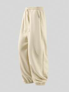 Women's Outdoor Sports Solid Color Versatile Casual Pants, Narrow Trouser Leg Design, Waist Drawstring Adjustment, Suitable For Fitness Exercise, Outdoor Sports Or Home Travel, As A Gift For Leisure Holidays - 卡其色 - 查看 3