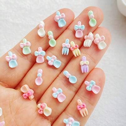 100 قطعة/طقم أدوات طعام حلوة مصنوعة من الراتنج بشكل فراشة، ملصقات ذات ظهر مسطح، مناسبة للتزيين والمانيكير والألبومات الفنية وزينة الحفلات والأذرع