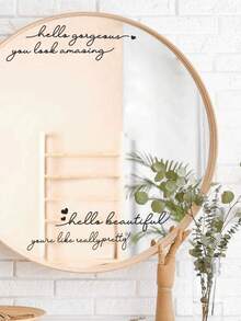 1pc/4pcs Quote Home Decoration Stickers, Hello Beautiful Decal, Hello Gorgeous Home Decal, You Look Amazing Decal, Vinyl Stickers For Mirror Bathroom Home Decor Room Decor Wall Decor Bathroom Decor Wall Art Kitchen Home Decor Living Room Wall Paper Wall Stickers House Decor Bedroom Decor Room Decoration Stuff Living Room Decor - Multicolor - View 5