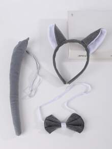 3pcs/Set Costume Decoration Performance Headband, Tie, Tail - Cartoon Animals: Cow, Rabbit, Tiger, Monkey, Puppy,Hairband,Hair Hoop Headbands - Multicolor - View 5