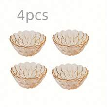 1 pieza Tazón de ensalada de vidrio con estampado floral, 400 ml Tazón transparente, Apto para ensalada, café, leche, postre, fruta, dulces, pasteles, aperitivos del hogar, condimentos, utensilios de cocina