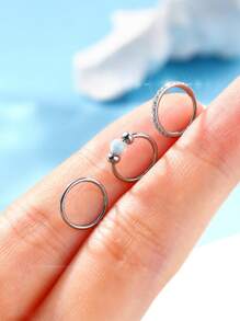 3 Pcs Stainless Steel Nose Rings Hoop For Women 18G Clicker Hinged Segment Septum Lip Nose Rings Helix Cartilage Conch Rook Earrings Piercing Jewelry