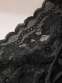 1 件性感内裤女士内裤蕾丝性感镂空个性化蕾丝交叉舒适透气内裤窗格内裤黑色 - 黑色 - 查看 7