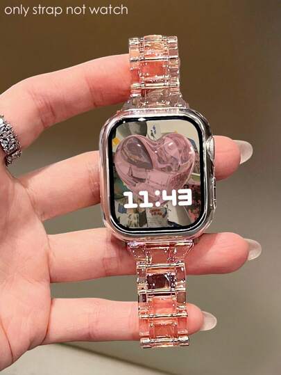 1pc Apple Watch Band Apple Watch Strap Women Pink Rainbow Acrylic Strap, Apply To Apple Watch 38/40/41/42/44/45/46/49 Mm, Compatible With Apple Watch Ultra3/2/1/ Se/10/9/8/7/6/5 4/3/2/1 Series, Light, Suitable For Summer, Daily Leisure, Smart Watches Accessories (Not Including The Watch)