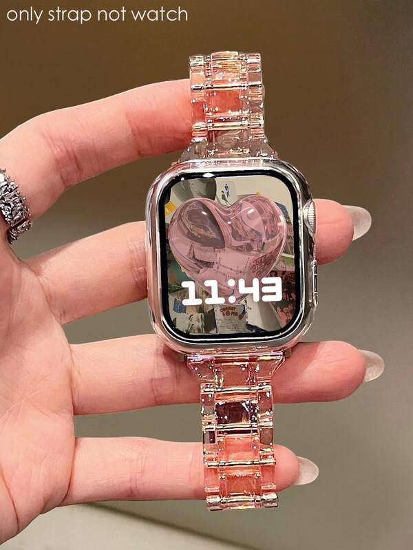 1pc Apple Watch Band Apple Watch Strap Women Pink Rainbow Acrylic Strap, Apply To Apple Watch 38/40/41/42/44/45/46/49 Mm, Compatible With Apple Watch Ultra3/2/1/ Se/10/9/8/7/6/5 4/3/2/1 Series, Light, Suitable For Summer, Daily Leisure, Smart Watches Accessories (Not Including The Watch)