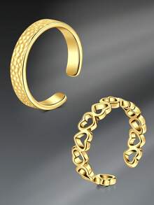 CIZME 2PCS Fashion Adjustable Toe Rings For Women,Silver Gold Summer Beach Foot Jewelry,Flower Open Toe Rings,Stainless Steel Cubic Zirconia Toe Jewelry For Women,Daily Wear Body Jewelry - Open Ankle Ring - View 17