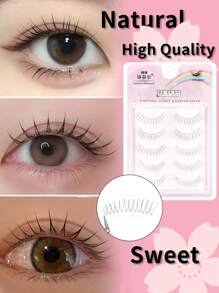 "Hot" Novice,5 Paris Japanese And Korean Women's Lovely Style False Eyelashes, New U-Shaped Natural Slender False Eyelashes, Suitable For Beginners And Daily Use, COSPLAY, Anime Style False Eyelashes.