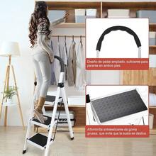 Escaleras de Tijera de 4 Peldaños, Escalera Tubular Antiderrapante, Escaleras Plegables para Casa, Oficina, Comercio e Industria (Negro - 4 Peldaños) - Negro - Ver 5