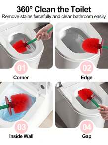 1 pieza Juego de cepillo y soporte para inodoro, Juego de cepillo de inodoro de cereza, Cepillo de inodoro con asa larga y diseño lindo, Herramientas de baño y accesorios de limpieza para decoraciones de baño de cereza