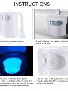 Lâmpada para vaso sanitário noturna com sensor  e  prova d'água de 8 cores