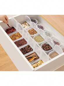 1pc Double-Grid Food Storage Box, Minimalist Clear Storage Box For Kitchen,Kitchen,Summer Beach Party,Food,Camping,Organizer,Room Decor,Kitchen Items."