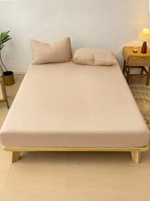 1pc Waterproof, Bedding, Fitted Sheet, Solid Color Mattress Cover, Made Of Modern And Minimalist Fabric, Deep Pocket, Only, Without Pillowcase, Dustproof Non-Slip, For All Season, For Twin, Full, King, Queen Size, Home Textile, Bedding Gifts, For Bedroom, Dormitory, Guest Room, Hotel, Machine Washable