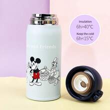 Miniso Disney Mickey Flip-Top Thermos Cup, 320mL/10.82oz Capacity, One-Touch Flip-Top Design, Suitable For School/Outdoor Use (1 PC) - Grey - View 2