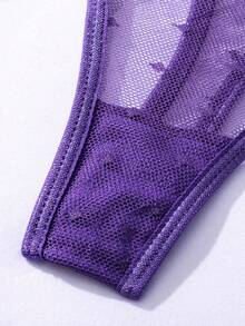 Ladies Sexy Lingerie Embroidered Fabrics Pajamas Doll Pants Teddy Lingerie One Piece - 紫色 - 查看 8