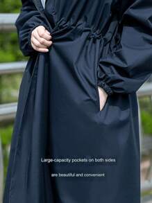1pc Fashion, Breathable, Adult Waterproof Long Raincoat, Raincoat Hooded Outdoor Hiking Travel Fishing Thickened Drawstring Slim Fitted Rain Poncho, Waterproof & Rainproof Lightweight Hooded Rain Coat, Summer Cooling,Beach,Travel