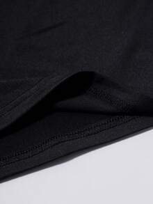 Customized Letter Print Round Neck Short Sleeve T-Shirt For Boys - Black - View 5