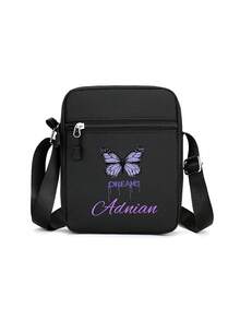 Personaliza tu propia bolsa, un sencillo y elegante bolso de mensajero de unicolor, un pequeño bolso de mensajero cuadrado con cierre de cremallera de lona negra, que se puede personalizar con tu propio nombre, letras de la suerte, números, palabras, etc. Es adecuado para el transporte diario al trabajo y el trabajo de negocios, y es apropiado tanto para hombres como para mujeres. Bolsos de señora - Negro - Ver 17