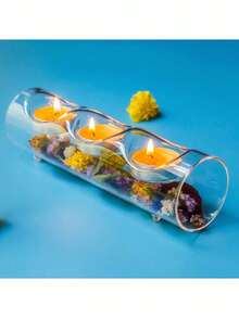 Glass Three-Hole Candlestick Bar Special Decoration Creative European Style Living Room Dining Table Candlestick Home Decoration Items - Multicolor - View 6