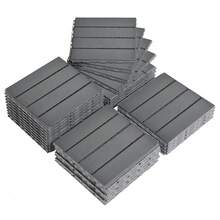 SYMCAVE Plastic Interlocking Deck Tiles, 27 Pack, 11.8"X11.8" Waterproof Flooring Tiles For Indoor And Outdoor, Patio Floor Decking Tiles For Porch Poolside Balcony Backyard, Dark Grey - As show - 查看 2