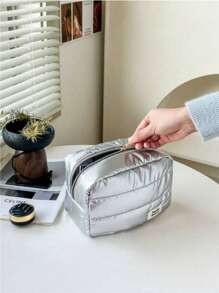 1 Pc Solid Color Women Makeup Bag For Winter Travel Large Warm And Soft Cosmetic Storage Pouch Makeup Travel Toiletry Organizer Essentials Gifts Storage Zipper Accessories Nail