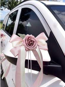 1 Decoración de lazo para el espejo retrovisor y manivelas de la puerta del coche de boda en estilo europeo y americano retro, decoración de flores del cortejo. Decoración de respaldo de silla de boda, suministros de boda, lazos de flores de raso. Decoración para fiesta de San Valentín, decoración para la boda, decoración del hogar, Día de la Madre, decoración de temporada de graduación. Regalos de cumpleaños de verano, útiles escolares, decoración de habitación - Multicolor - Ver 1