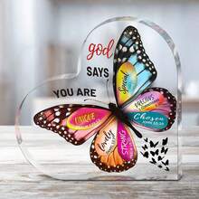 1pc Bible Verses Heart Acrylic Gift - Butterfly Acrylic Plaque, Birthday Gift, Home Office Desktop Decor Plaque - 1 cái - Xem 7