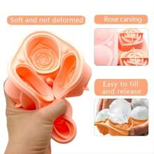 1pc 4-Grid Rose Ice Cube Mold, Home Ice Maker, Ice Storage Ice Box 5.5"X5.5"