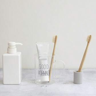 1pc Toothbrush Holder, Made Of Diatomaceous Earth Material, Does Not Require Electrical Connection For Use, Has Strong Water Absorption And Adsorption Properties, Effectively Absorbs Water, Suitable For Bathrooms, Sinks, And Bathroom Supplies