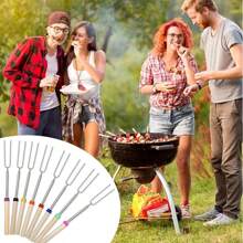 5 Packs/8 Pack/12Pack Marshmallow Toasting Forks, Toasting Forks Marshmallow Sticks Kit Extending Roaster Telescoping Marshmallow Toasting Kits Sticks For Camping,Picnic, Bonfire, Fireplace Fire Pit Accessories Random Color