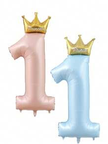 23pcs/Set Blue Pink Crown Number 1 To 9 Balloons Upright 1st Birthday Party Decorations Baby Shower Balloon