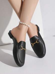 2025 New Metal Buckle Fashionable Solid Color Dress Shoes & Mules