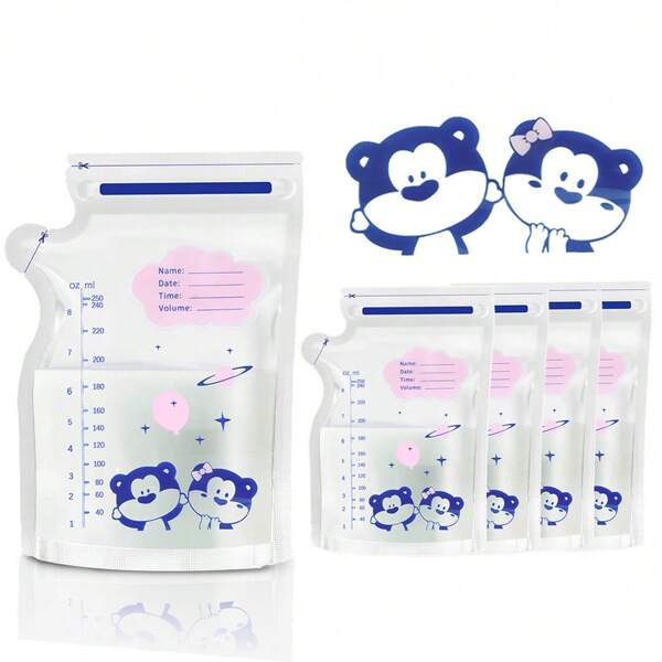 30/60/100Pcs Breastmilk Storage Bags, 8 OZ Breast Milk Storing Bags, Milk Storage Bags With Pour Spout For Breastfeeding, Space Saving Flat Profile