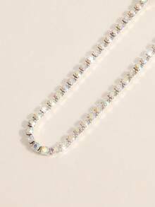 Women's Single Row Rhinestone Chain Thigh Chain, Minimalist And Practical Multifunctional - Silver-colored Diamond - View 3