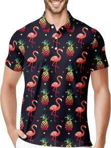 Men Golf Shirts Fun Print Hawaiian Crazy Men Stylish Polo Shirts