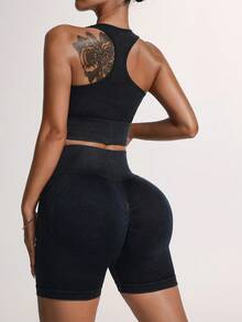 Racerback Sleeveless Fitness Elastic Women's Yoga Sports Set