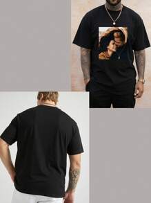 Customized Photo Printed Plus Size Men's T-Shirt, Personalized Design, Custom Made Plus Men's Wear, Summer Loose Plus Size T-Shirt Customization, Upload Your Friend/Selfie/Family/LOGO/Pet Photo, Birthday/Father's Day/Valentine's Day Gift, Team Uniform Outdoor Wear Customization, Personalized Image Round Neck Plus Size Short Sleeve Loose Fit Men's T-Shirt, Holiday Gift, Birthday Gift Customization, Plus Size Men's T-Shirt, T-Shirt Pattern Customization, Summer Men's Plus Size Top