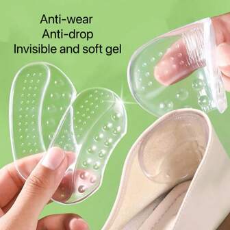1쌍 업그레이드 마사지 비드 투명 실리콘 보이지 않는 뒤꿈치 패드, 할로우 아웃 신발 해결, 뒤꿈치 마찰 방지, 물집, 벗겨짐, 여행 및 휴가 필수품, 하이힐, 플랫, 샌들에 적합